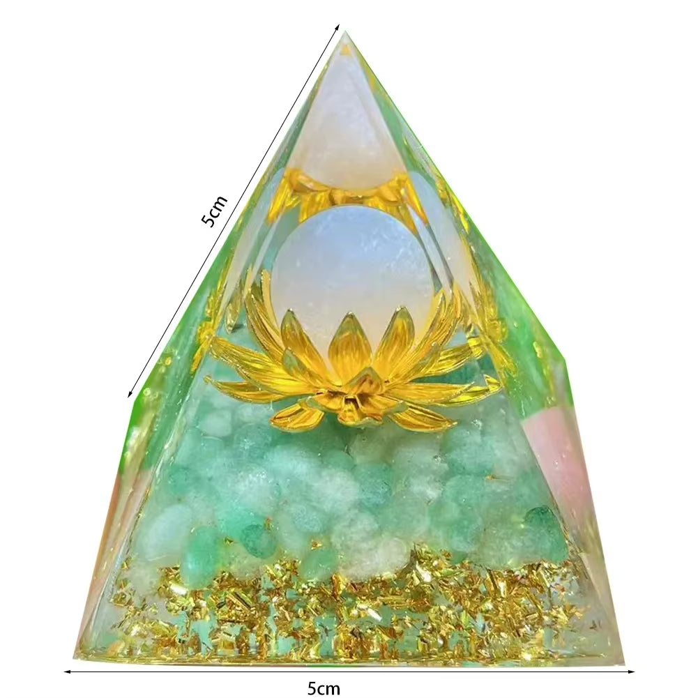 Energy Generator Orgone Pyramid Amethyst Peridot Healing Natural Crystal Reiki Chakra Generator Orgonite Pyramid Meditation Tool