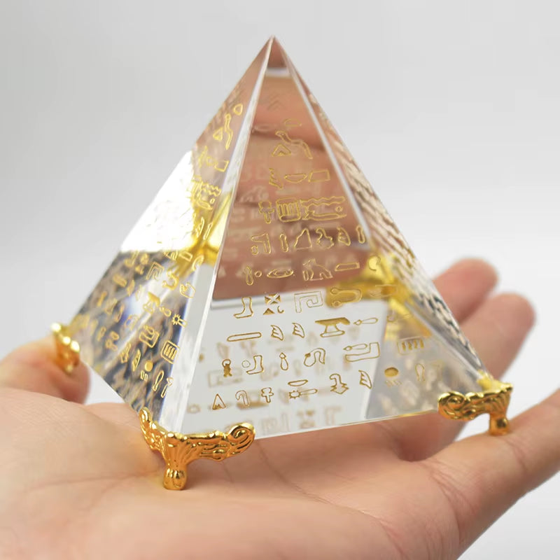 Unique Energy Healing Feng Shui Egypt Egyptian Crystal Clear Pyramid Chakra Ornament Home Decor Living Room Decoration