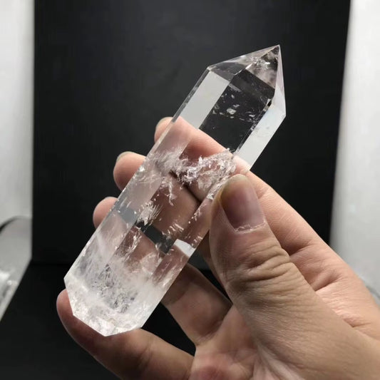 Beautiful Clear High Temperature Melted Smelting Crystal Quartz Point Hexagonal Obelisk Wand Specimen Reiki Healing Decoration