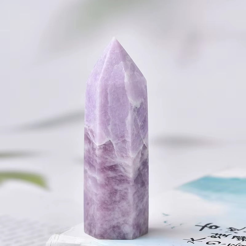 Natural Crystal Quartz Lilac Stone Energy Pillar Obelisk Wand Rock Mineral Reiki Healing Crystal Wand Home Decorcollect Souveni