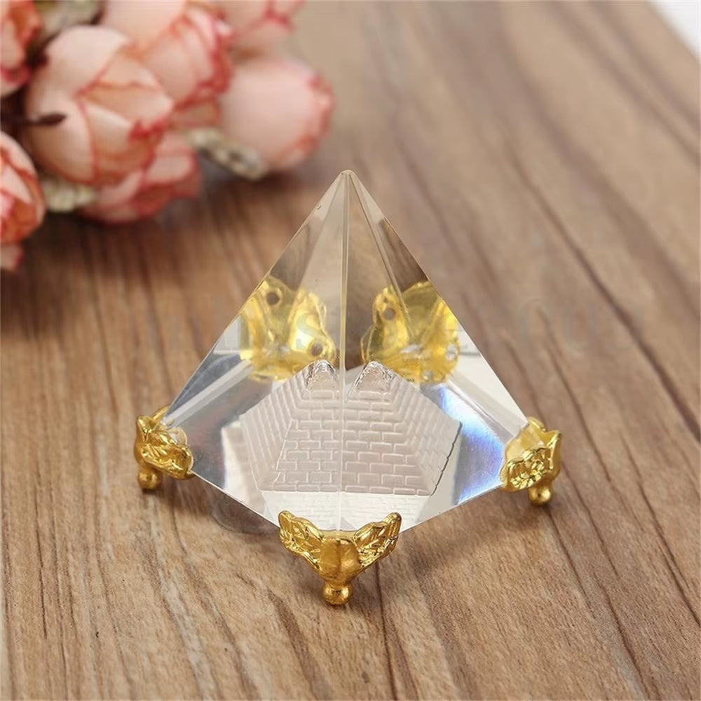 Energy Healing Small Feng Shui Egypt Egyptian Crystal Clear Pyramid Reiki Healing Prism Amulet Ornaments Desk Decor Gift