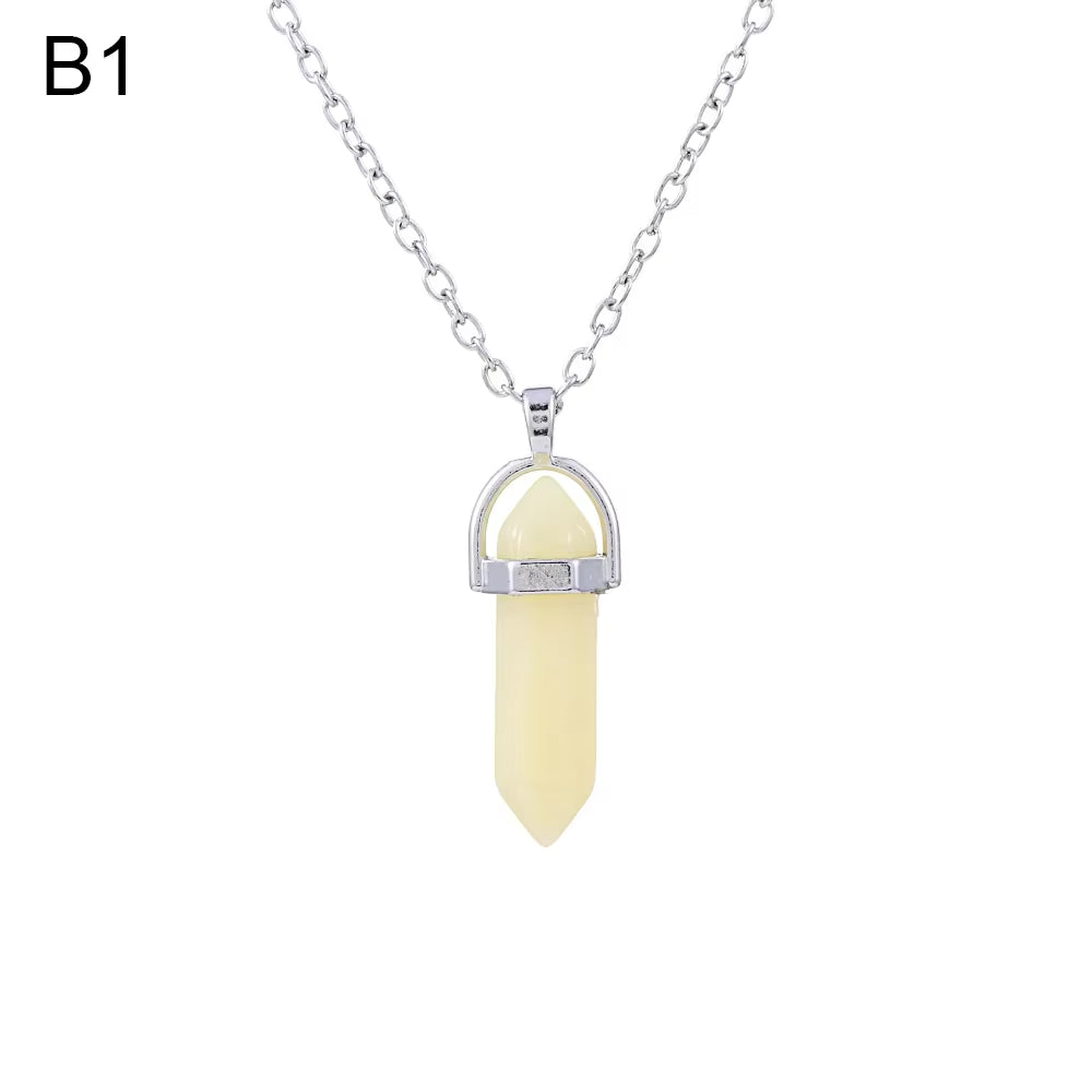 1Pc Hexagonal Chakra Crystal Pendant Neckalce Moon Stones Crystals Gemstone Divination Pendulum Crystal Therapy Chakra Gifts