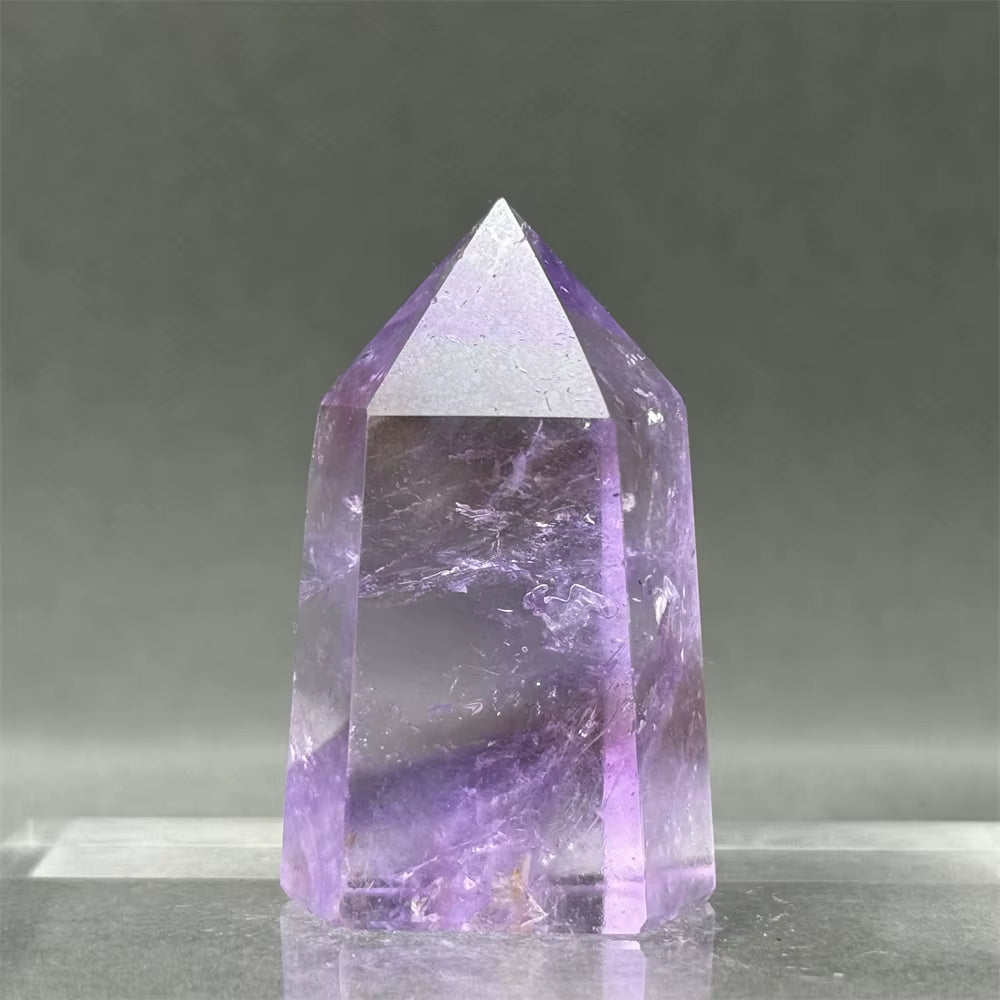 Natural Brazilian Amethyst Quartz Crystal Point Obelisk Hexagonal Wand Healing Reiki Witchcraft Meditation Energy Home Decor