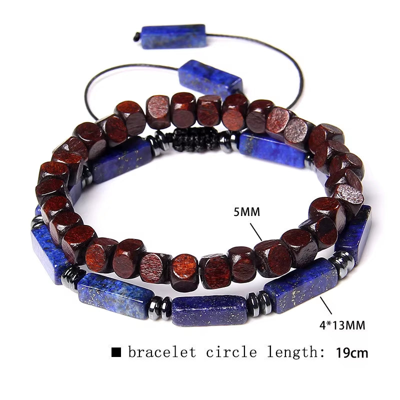 2 Pcs Chinese Feng Shui Obsidian Wood Bracelet Men Women Unisex Wristband Red Pixiu Charm Lucky Wealthy Women Bracelet Gift