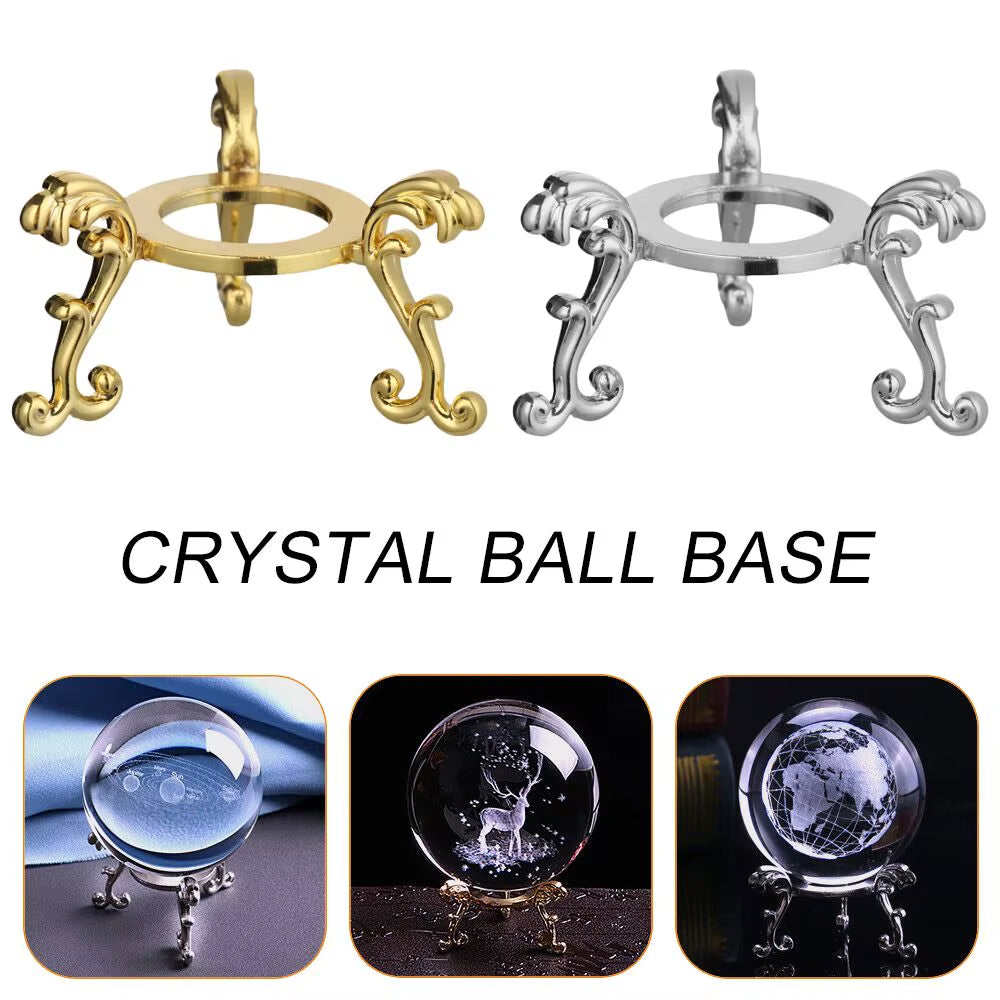 1 PC Figurine Crystal Ball Base Handicraft Desktop Ornaments Photography Props Display Stand Sphere Stone Support Metal Holder