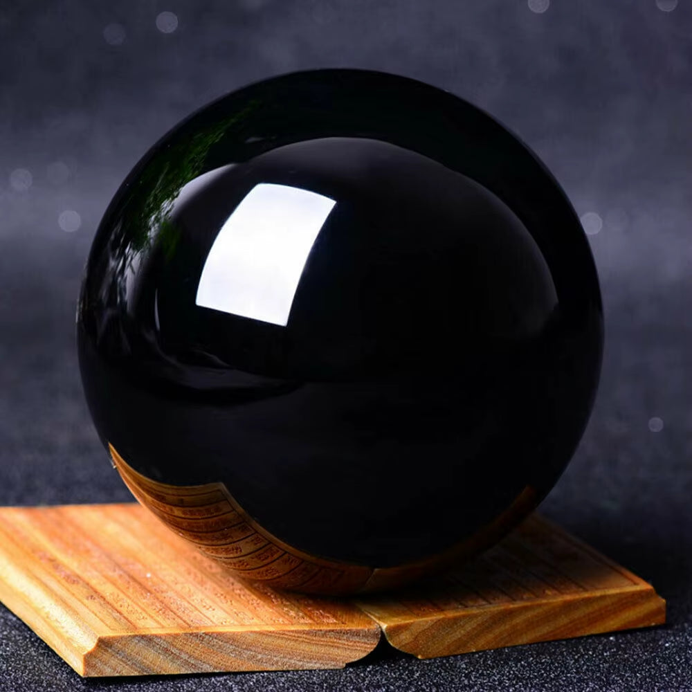 20-60Mm Asian Natural Black Obsidian Sphere Quartz Crystal Magic Ball Healing Reiki Rock Stone Collectibles without Base