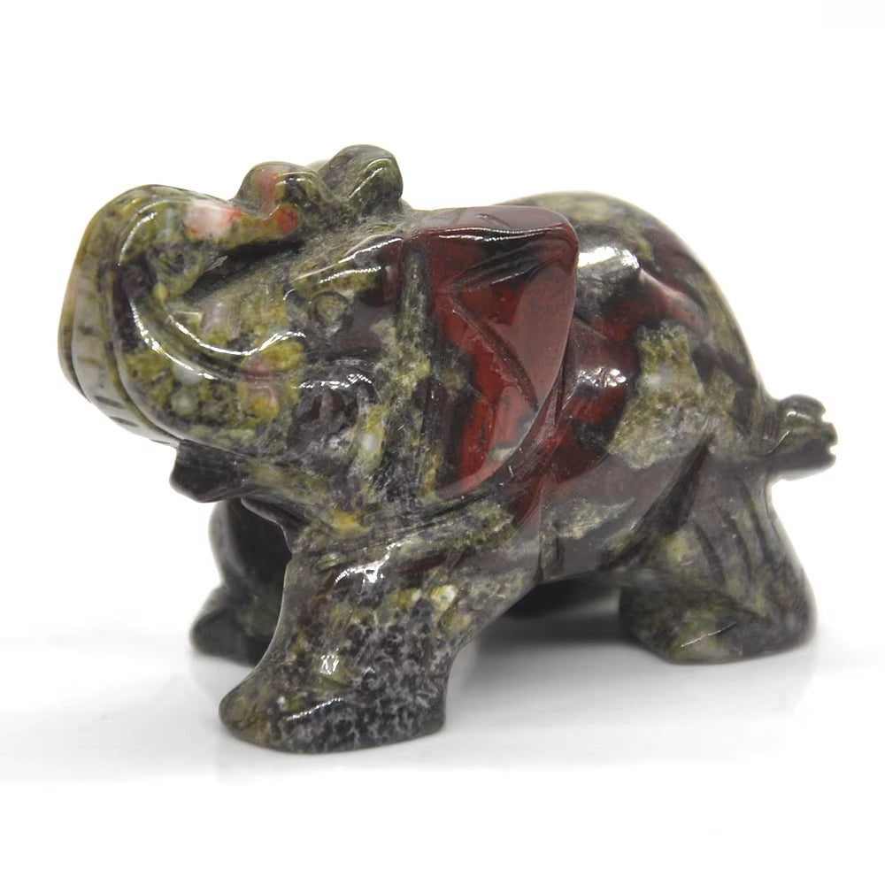 2" Lucky Natural Healing Crystal Elephant Tortoise Cat Dog Wolf Snake Fox Statue Animal Stone Carving Ornament Office Decor Gift