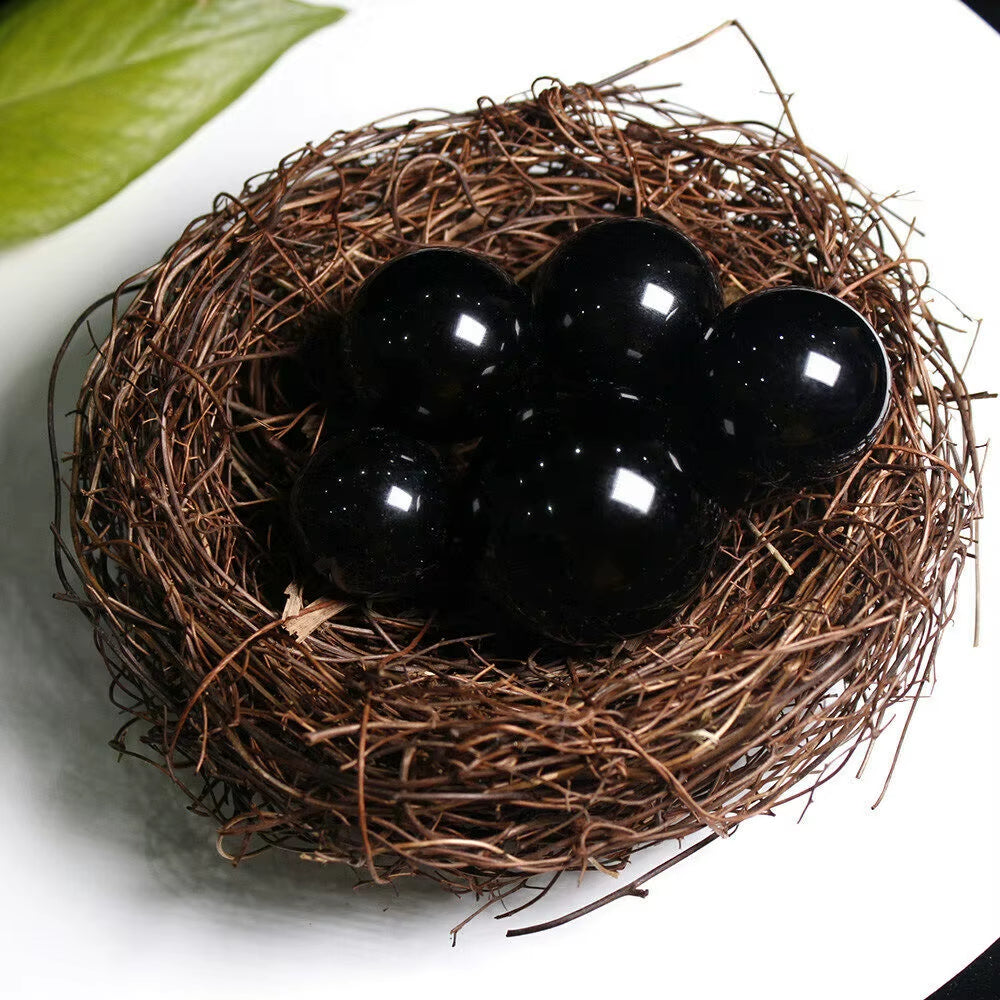 20-60Mm Asian Natural Black Obsidian Sphere Quartz Crystal Magic Ball Healing Reiki Rock Stone Collectibles without Base