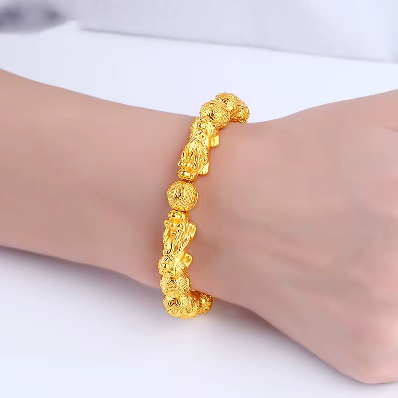 Fengshui Pixiu Bracelet 8Mm Natural Bead Single Pi Xiu / Pi Yao Prosperity Attract Wealth Health and Good Luck Charm Jewelry