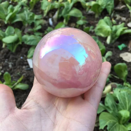 Angel Aura Rose Quartz Crystals Ball Natural Stones and Minerals Gemstone Sphere Home Decoration Feng Shui Crafts