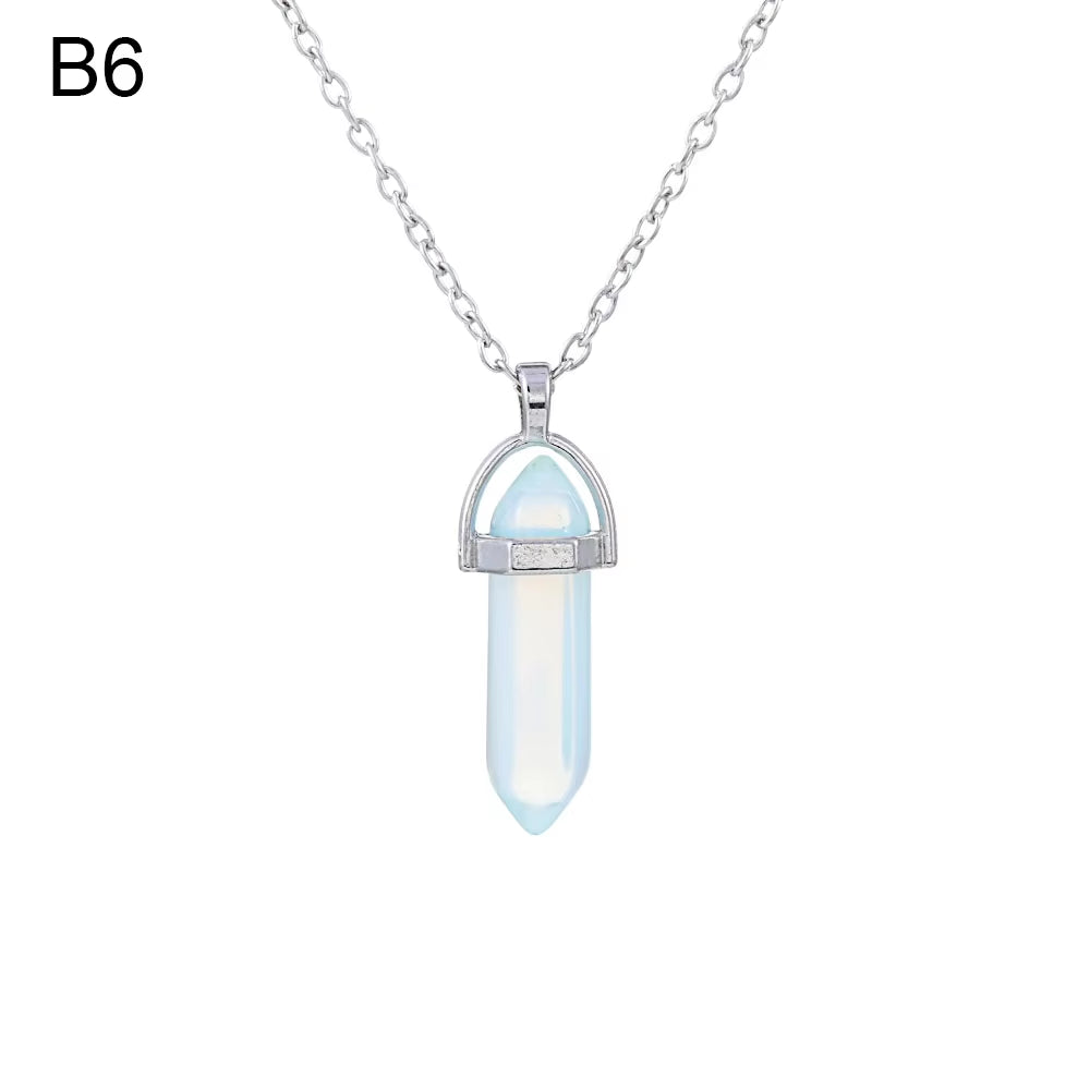 1Pc Hexagonal Chakra Crystal Pendant Neckalce Moon Stones Crystals Gemstone Divination Pendulum Crystal Therapy Chakra Gifts