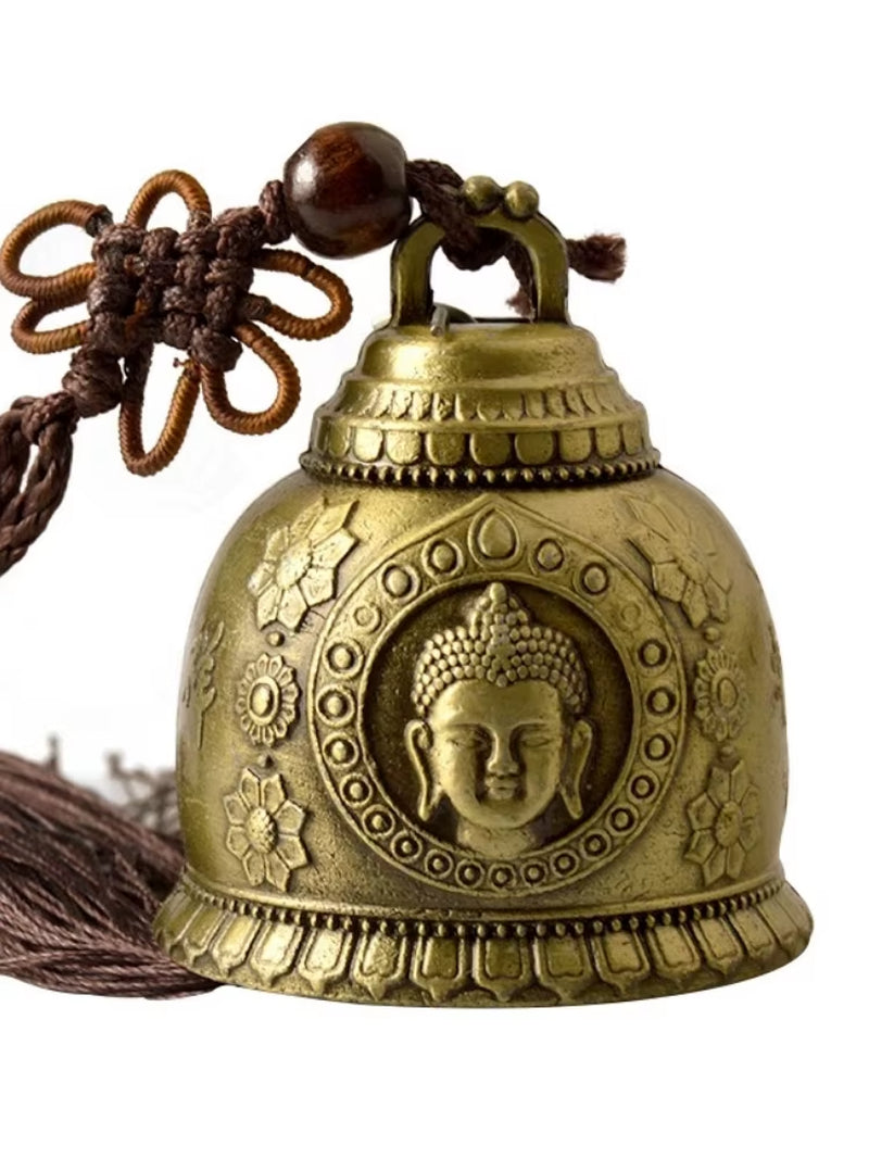 Feng Shui Buddhism Copper Bell Religious Wind Bell Buddha Home Hanging Decoration Blessing for Luck Wind Chime Car Decor Crafts