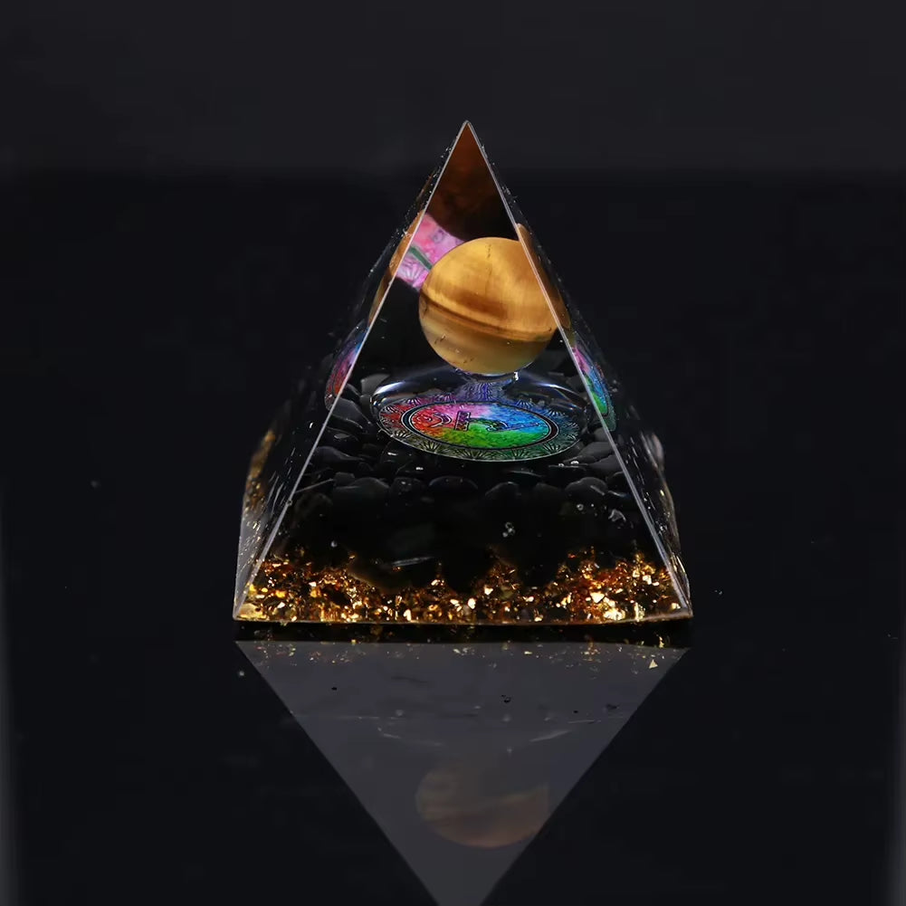 Energy Generator Orgone Pyramid Amethyst Peridot Healing Natural Crystal Reiki Chakra Generator Orgonite Pyramid Meditation Tool