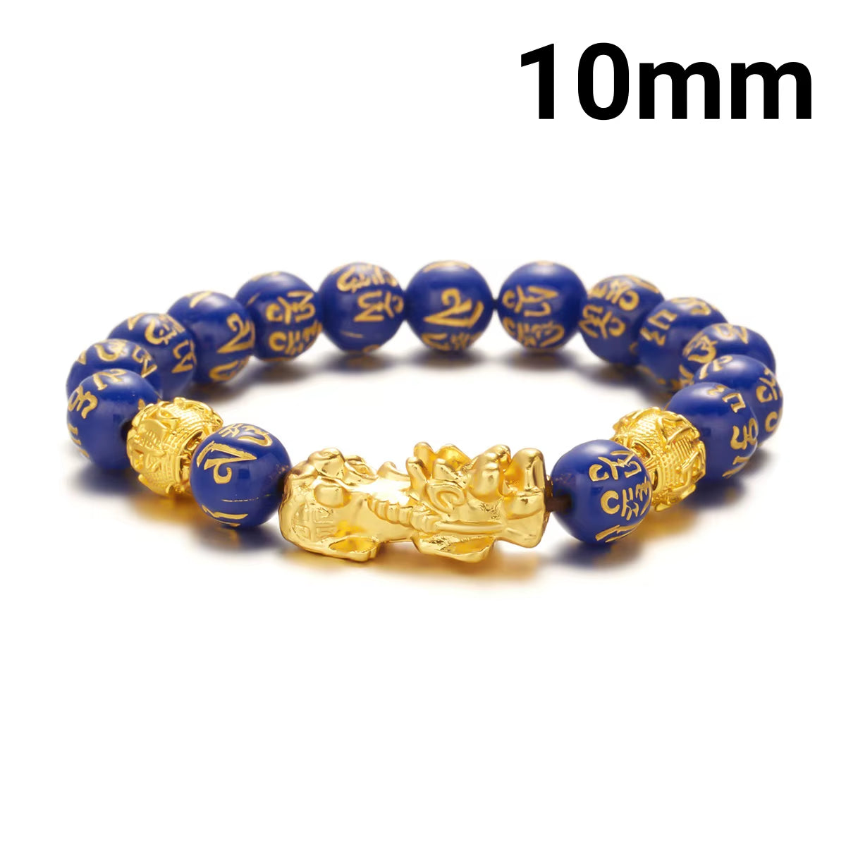 Buddhism Feng Shui Obsidian Stone Beads Bracelet Men Women Unisex Brave Troops Wristband Gold Color Pixiu Wealth Lucky Bracelets