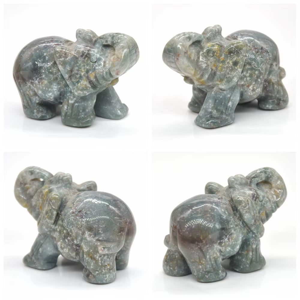 2" Lucky Natural Healing Crystal Elephant Tortoise Cat Dog Wolf Snake Fox Statue Animal Stone Carving Ornament Office Decor Gift