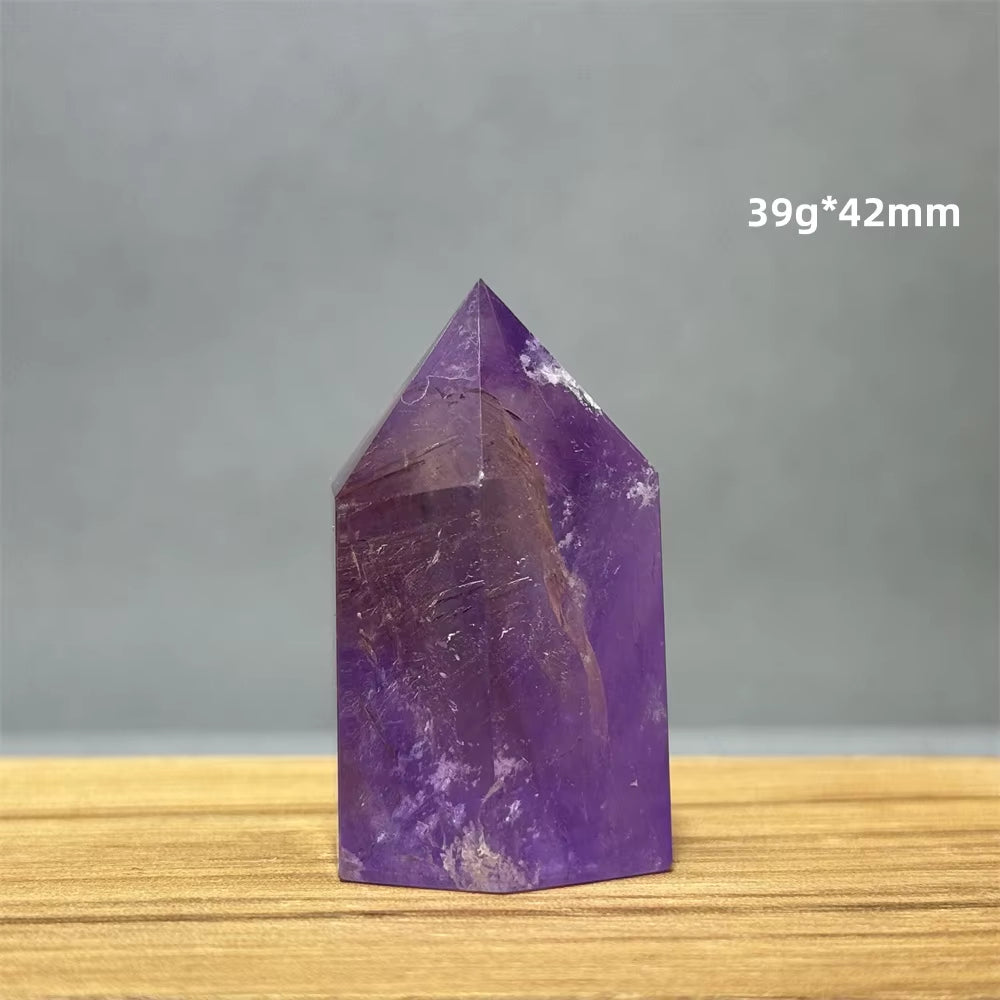 Natural Brazilian Amethyst Quartz Crystal Point Obelisk Hexagonal Wand Healing Reiki Witchcraft Meditation Energy Home Decor