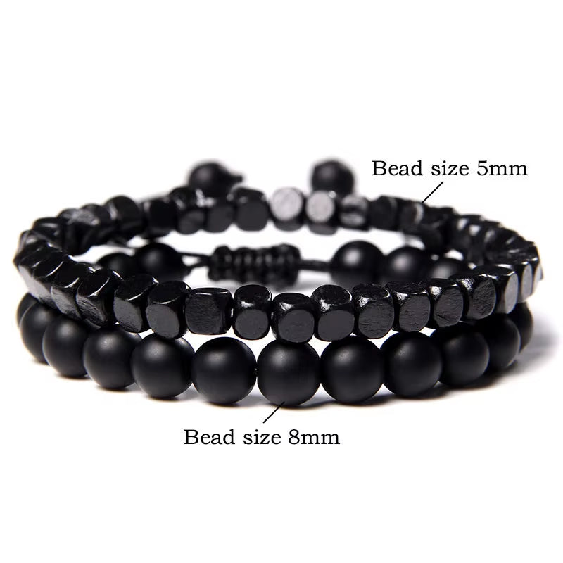 2 Pcs Chinese Feng Shui Obsidian Wood Bracelet Men Women Unisex Wristband Red Pixiu Charm Lucky Wealthy Women Bracelet Gift