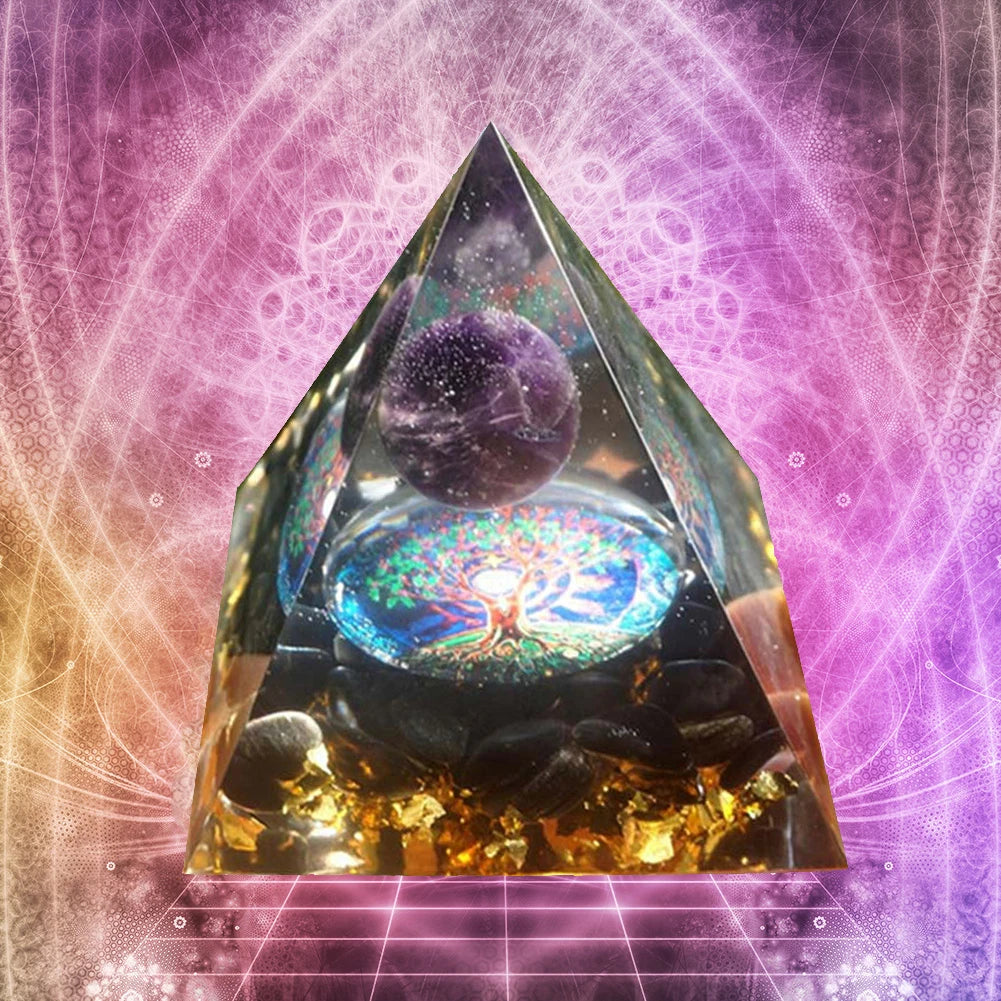 Natural Energy Healing Stone Crystal Orgonite Energy Pyramid Sculpture Symbolize Lucky Gather Home Office Decor Ornaments Gifts