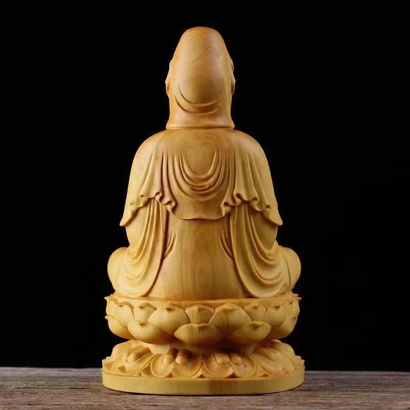 Natural Cypress Guanyin, Sakyamuni Buddha Characters Statue，Solid Wood Buddha Statues Home Room Office Feng Shui Art Statue