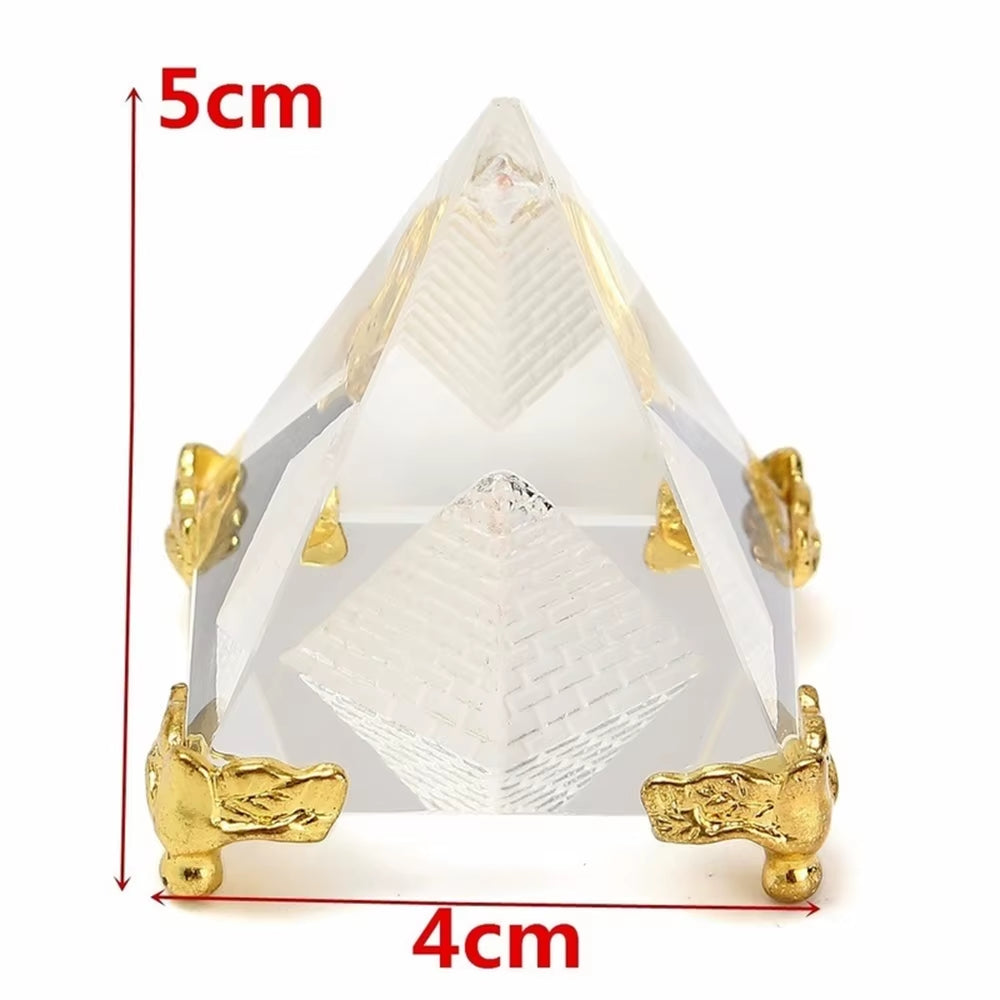 Energy Healing Small Feng Shui Egypt Egyptian Crystal Clear Pyramid Reiki Healing Prism Amulet Ornaments Desk Decor Gift