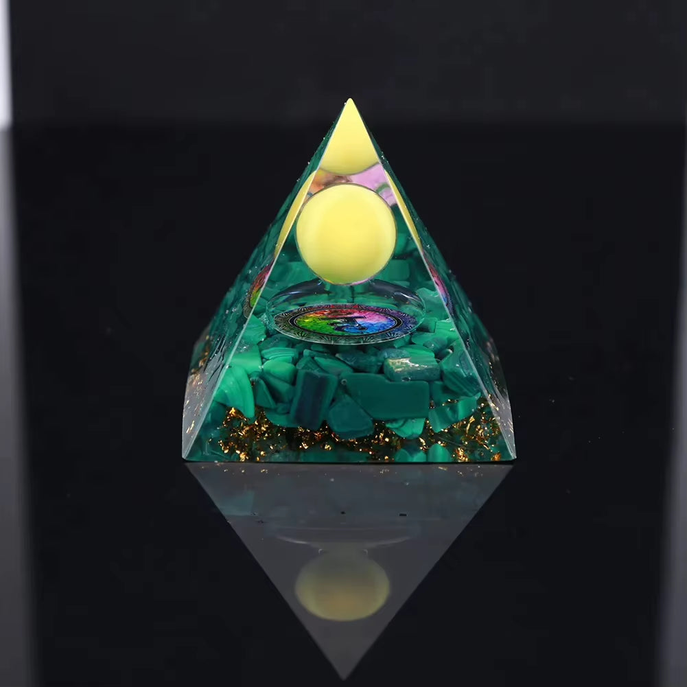 Energy Generator Orgone Pyramid Amethyst Peridot Healing Natural Crystal Reiki Chakra Generator Orgonite Pyramid Meditation Tool