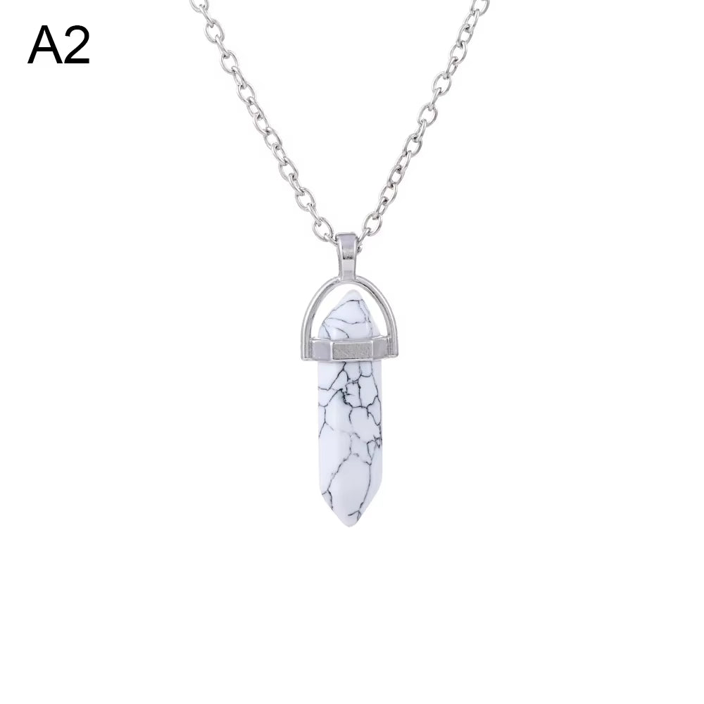 1Pc Hexagonal Chakra Crystal Pendant Neckalce Moon Stones Crystals Gemstone Divination Pendulum Crystal Therapy Chakra Gifts