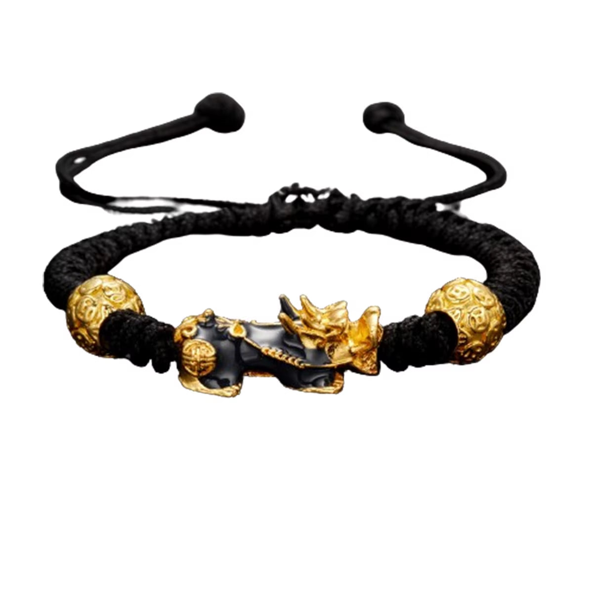 Buddhism Feng Shui Obsidian Stone Beads Bracelet Men Women Unisex Brave Troops Wristband Gold Color Pixiu Wealth Lucky Bracelets