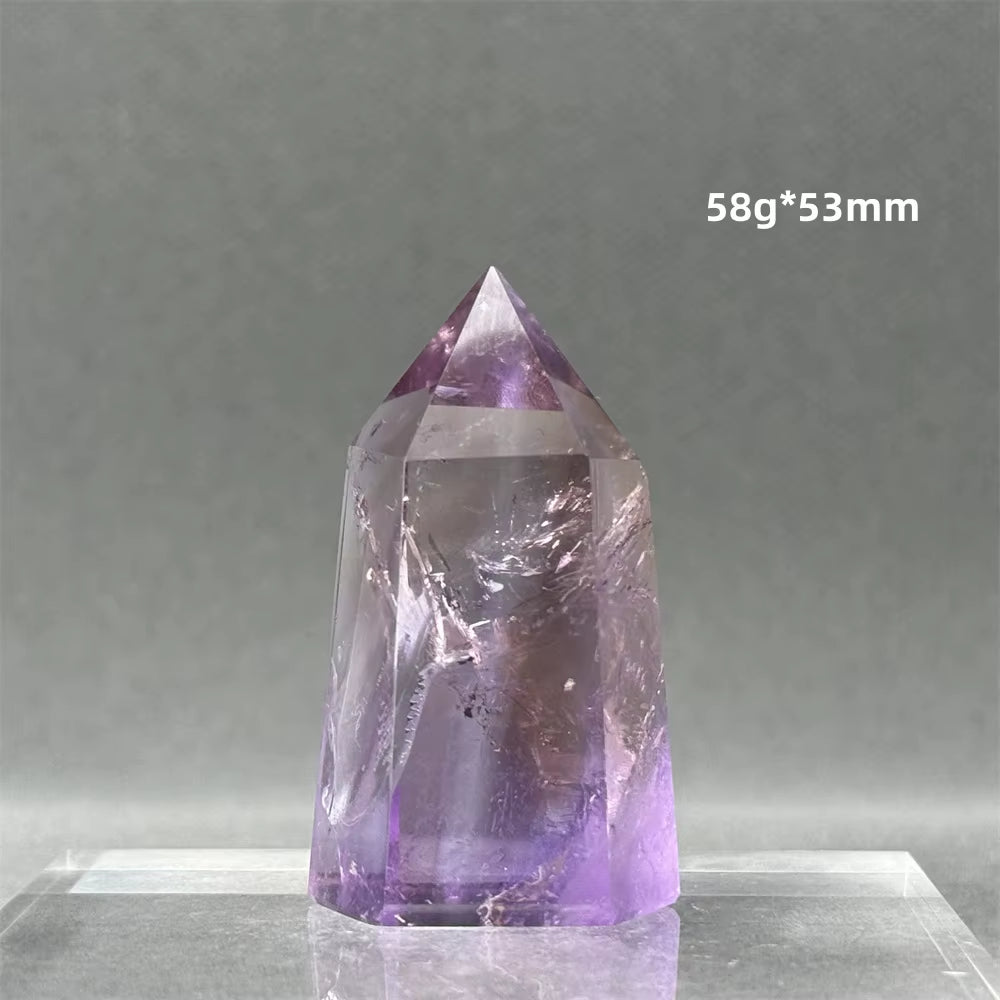 Natural Brazilian Amethyst Quartz Crystal Point Obelisk Hexagonal Wand Healing Reiki Witchcraft Meditation Energy Home Decor