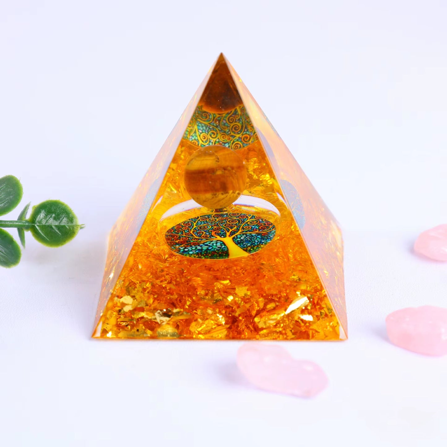 Crystal Stone Orgone Pyramid Energy Generator Room Decor Ornament Natural Amethyst Peridot Reiki Chakra Meditation for Kid Gifts