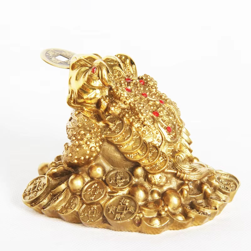 YES LUCKY Feng Shui Brass Three Legged Frog Toad Blessing Attracting Wealth Money Metal Statue Figurine Home Decoration Gift