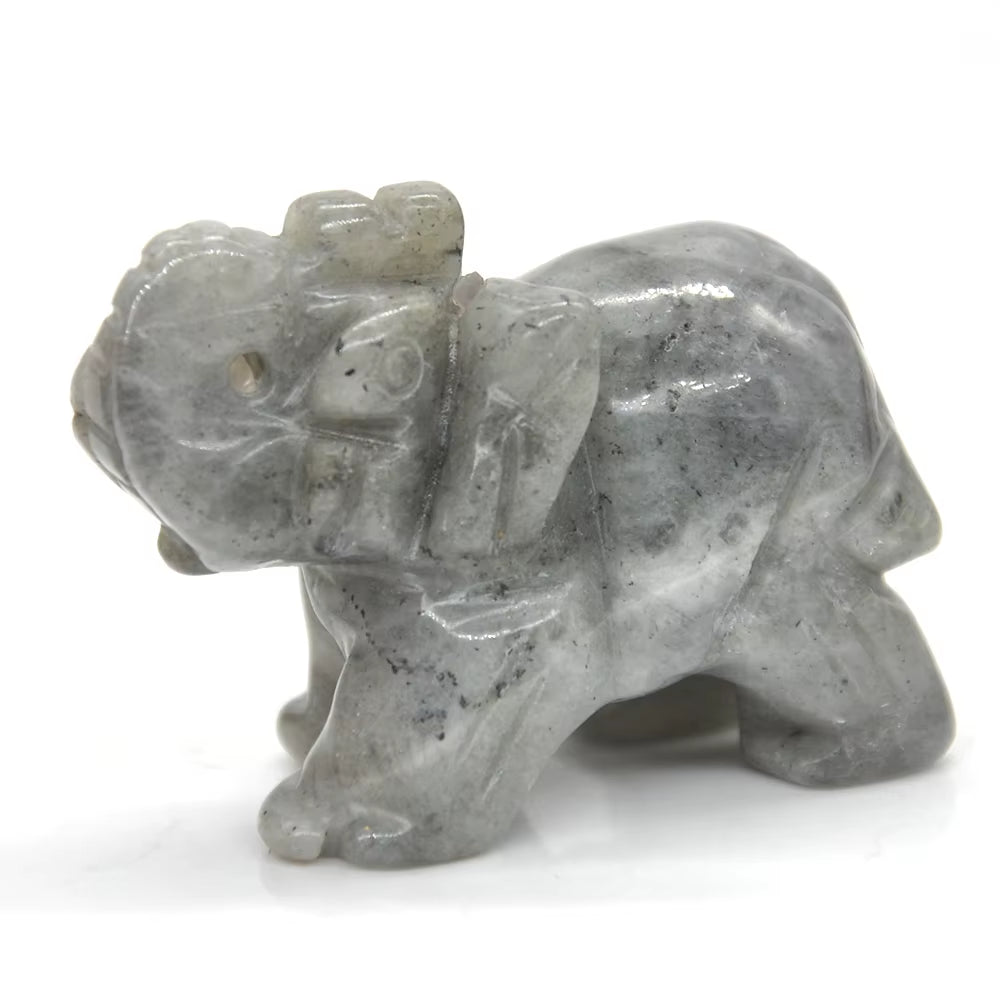 2" Lucky Natural Healing Crystal Elephant Tortoise Cat Dog Wolf Snake Fox Statue Animal Stone Carving Ornament Office Decor Gift