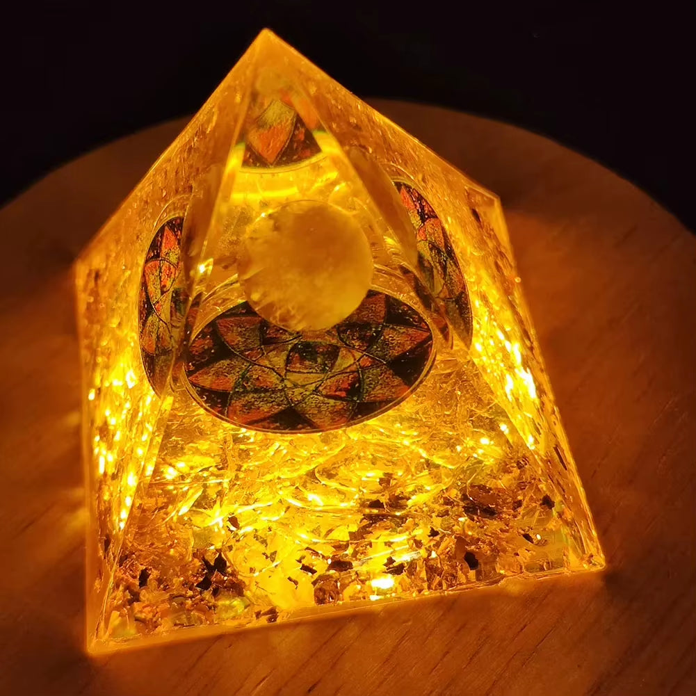 Energy Generator Orgone Pyramid Amethyst Peridot Healing Natural Crystal Reiki Chakra Generator Orgonite Pyramid Meditation Tool