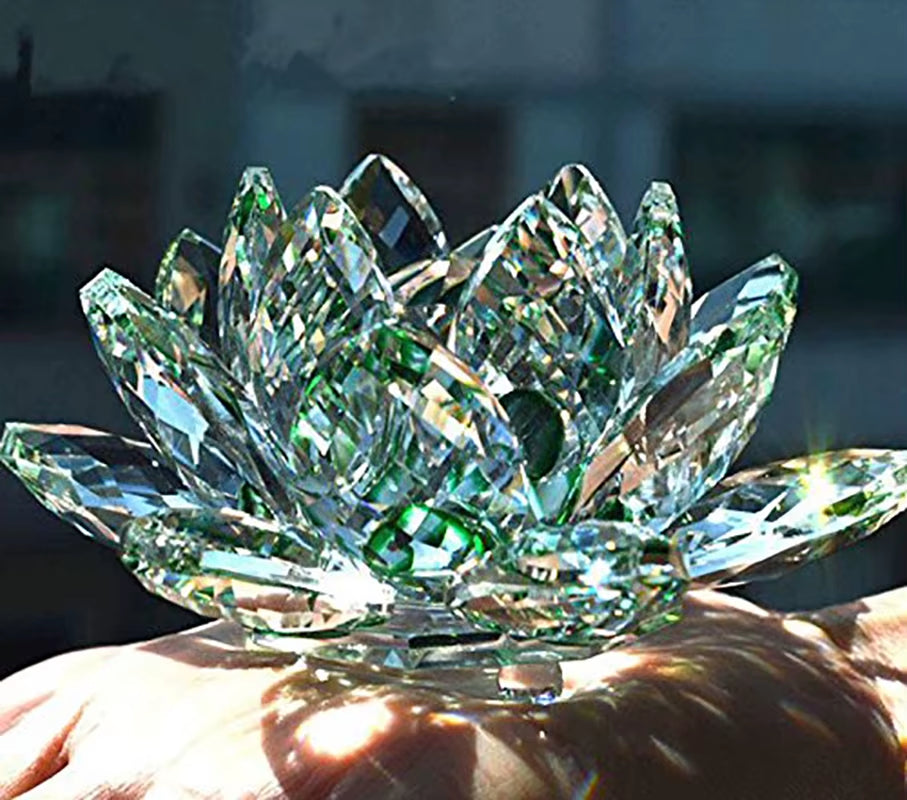 80Mm Colorful Crystal Glass Lotus Flower Natural Stones Feng Shui Crystal Flowers for Wedding Souvenirs