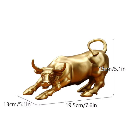 Wall Street Bull Market Resin Ornaments Feng Shui Fortune Statue Wealth Figurines for Office Interior Desktop Decor