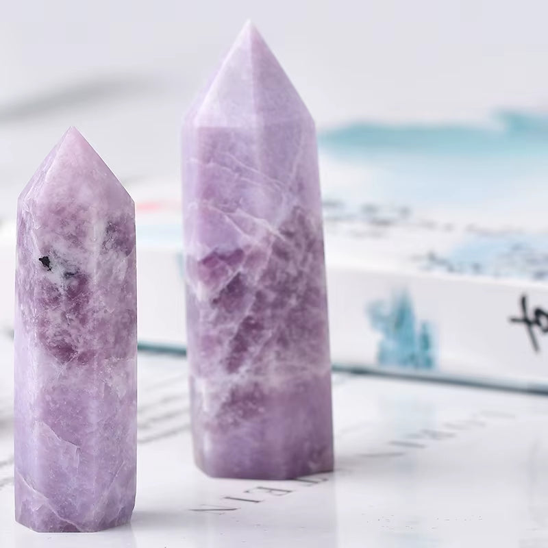 Natural Crystal Quartz Lilac Stone Energy Pillar Obelisk Wand Rock Mineral Reiki Healing Crystal Wand Home Decorcollect Souveni