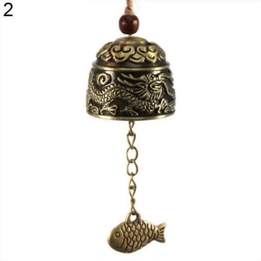 1* Bell Dragon Fish Feng Shui Bell Blessing Good Luck Fortune Hanging Wind Chime Chinese Dragon and Fish Pattern