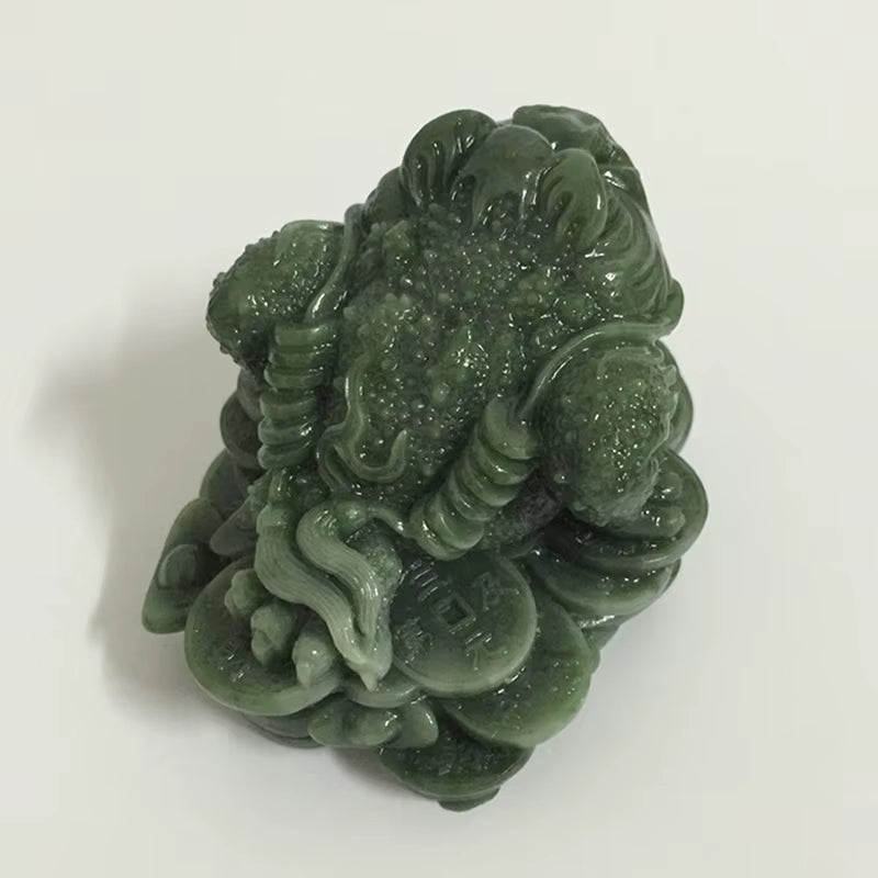 Money Buddha Statues Chinese Feng Shui Coin Three Legged Toad Frog Animal Statue Sculptures Home Decoration Man-Made Jade Stone