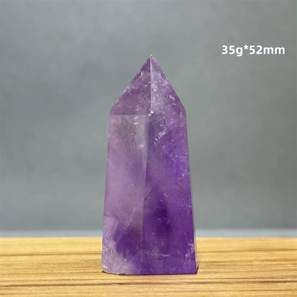 Natural Brazilian Amethyst Quartz Crystal Point Obelisk Hexagonal Wand Healing Reiki Witchcraft Meditation Energy Home Decor