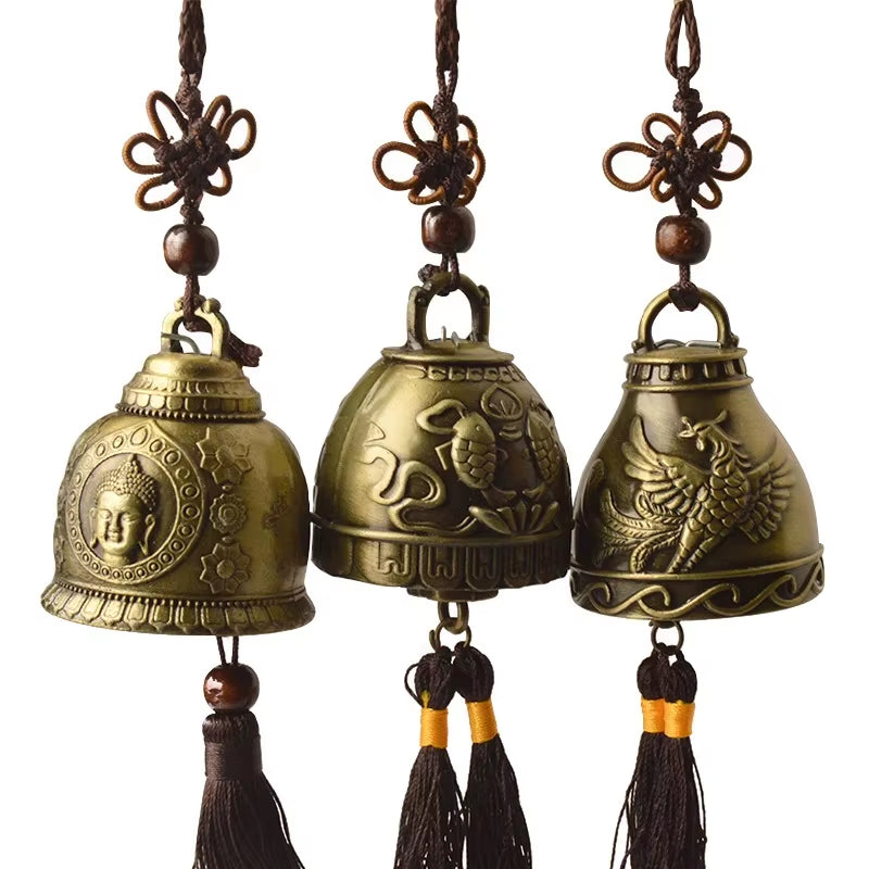 Feng Shui Buddhism Copper Bell Religious Wind Bell Buddha Home Hanging Decoration Blessing for Luck Wind Chime Car Decor Crafts