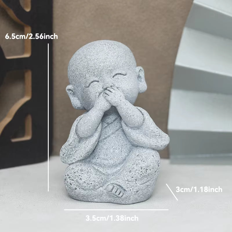 Zen Monkey King Little Monks Buddhist Figurines Buddha Stone Statue Figurines Garden Car Ornament Home Decor Aquarium Decoration