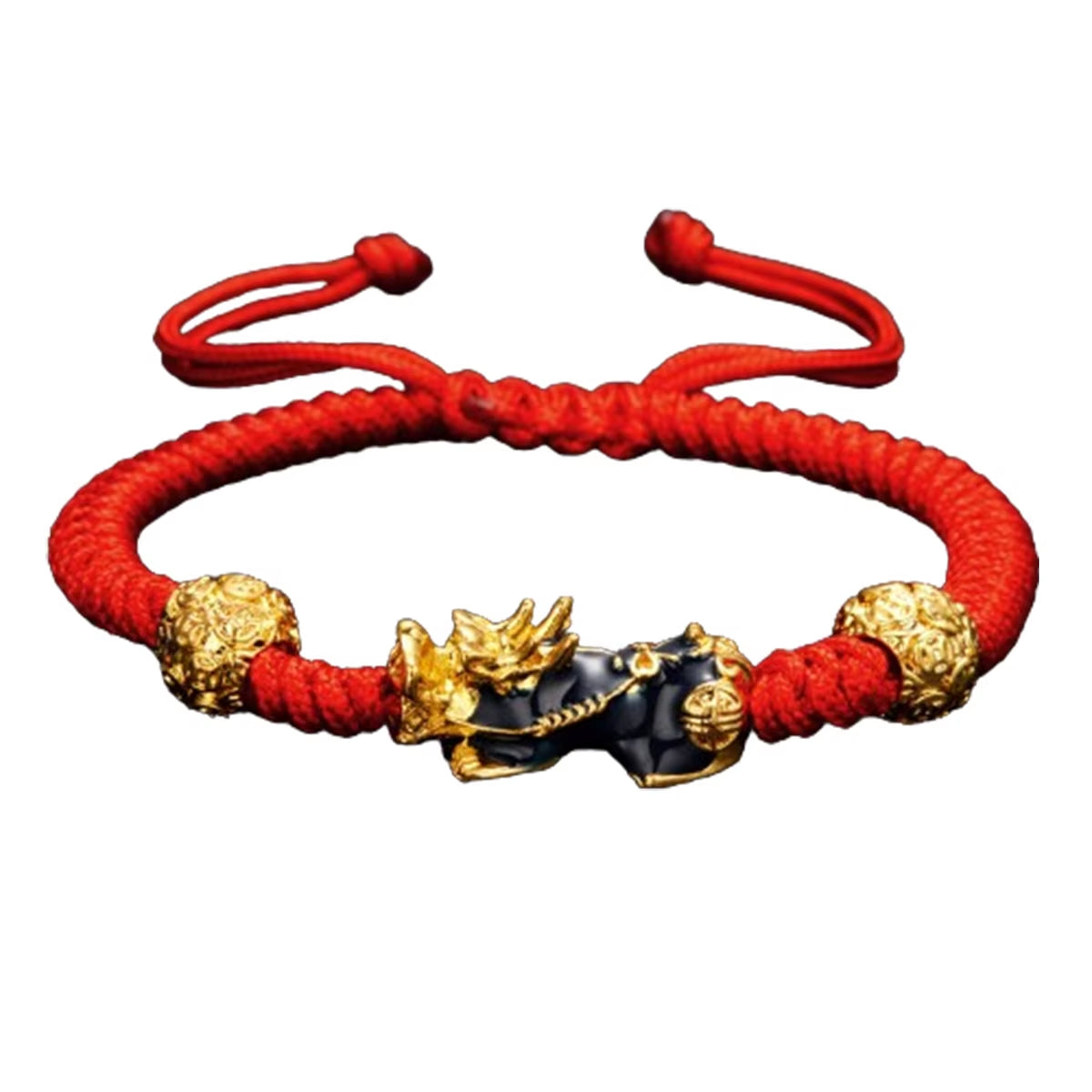 Buddhism Feng Shui Obsidian Stone Beads Bracelet Men Women Unisex Brave Troops Wristband Gold Color Pixiu Wealth Lucky Bracelets