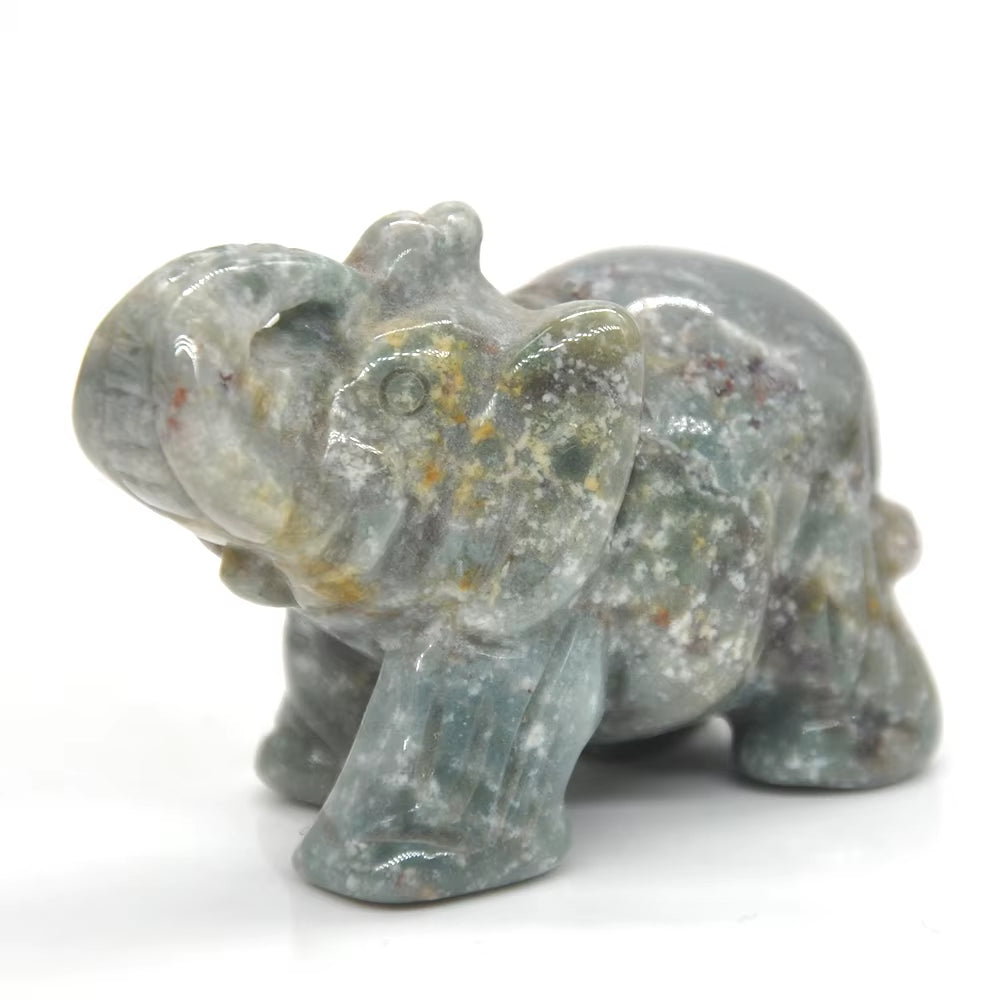 2" Lucky Natural Healing Crystal Elephant Tortoise Cat Dog Wolf Snake Fox Statue Animal Stone Carving Ornament Office Decor Gift