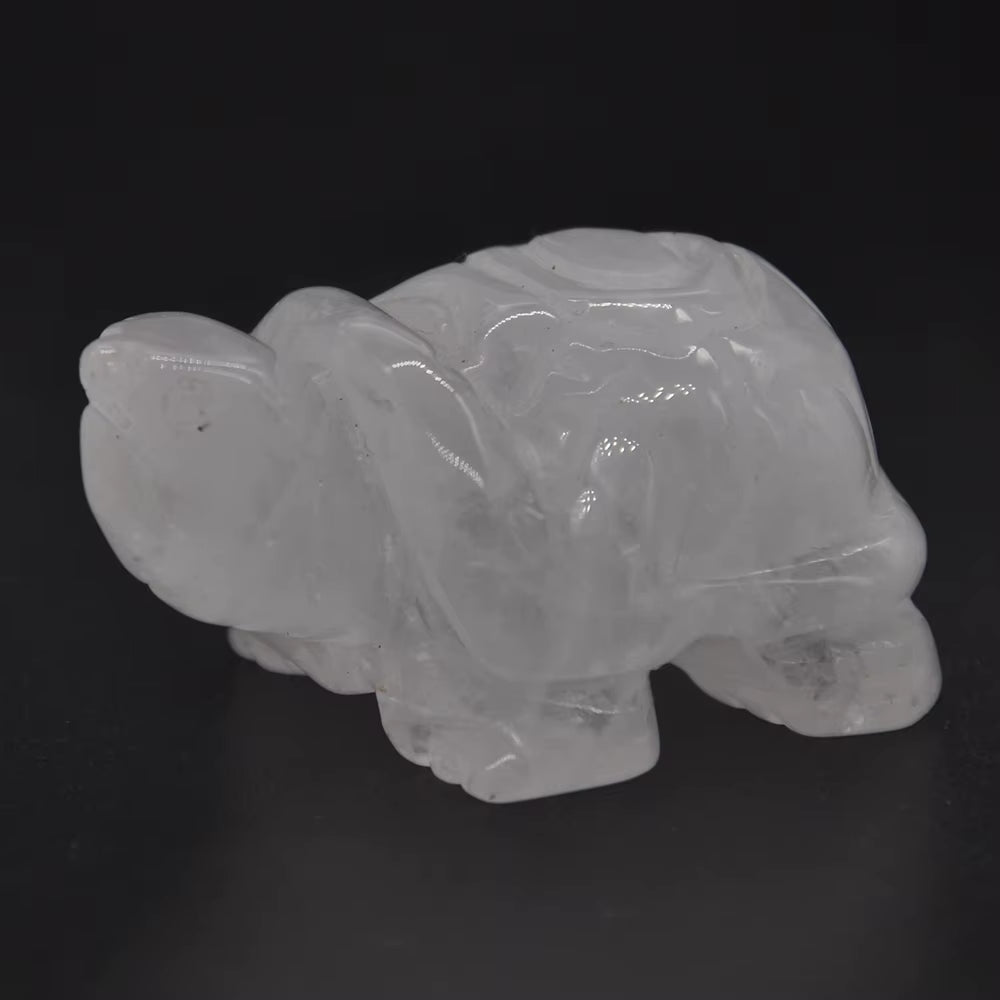 2" Lucky Natural Healing Crystal Elephant Tortoise Cat Dog Wolf Snake Fox Statue Animal Stone Carving Ornament Office Decor Gift