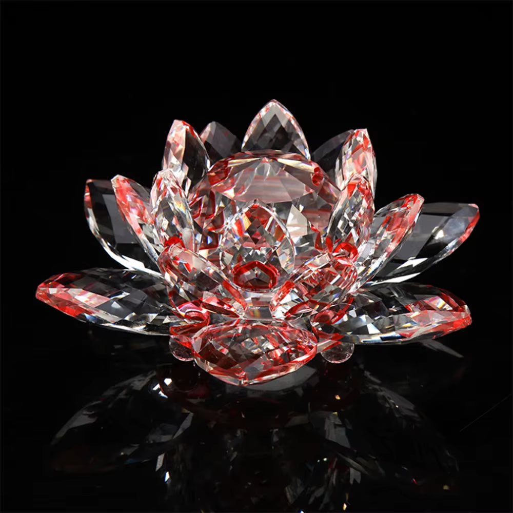 80Mm Colorful Crystal Glass Lotus Flower Natural Stones Feng Shui Crystal Flowers for Wedding Souvenirs