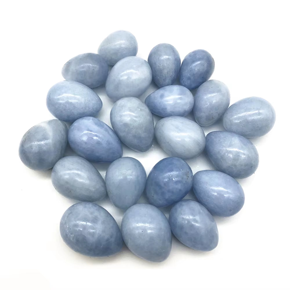 Natural Polished Blue Celestite Crystal Egg Shaped Stone Specimen Minerals Gem Balancing Collectibles Reiki Healing with Base