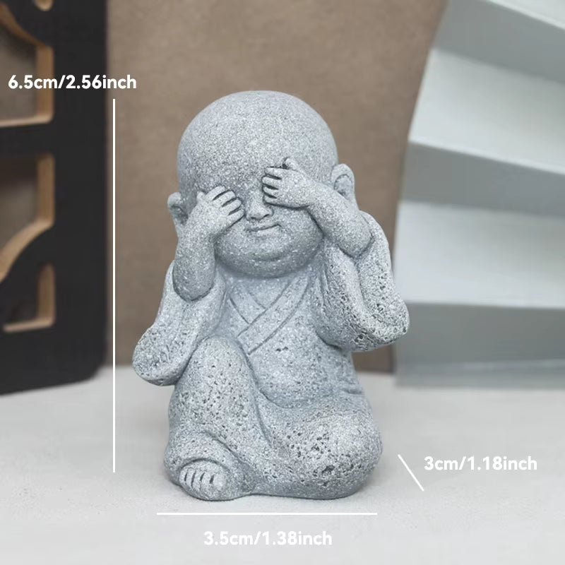 Zen Monkey King Little Monks Buddhist Figurines Buddha Stone Statue Figurines Garden Car Ornament Home Decor Aquarium Decoration