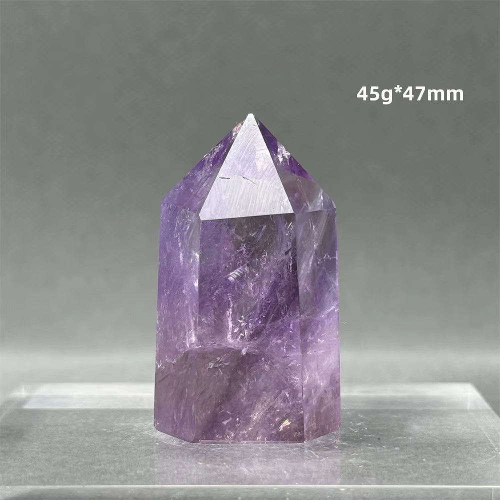 Natural Brazilian Amethyst Quartz Crystal Point Obelisk Hexagonal Wand Healing Reiki Witchcraft Meditation Energy Home Decor