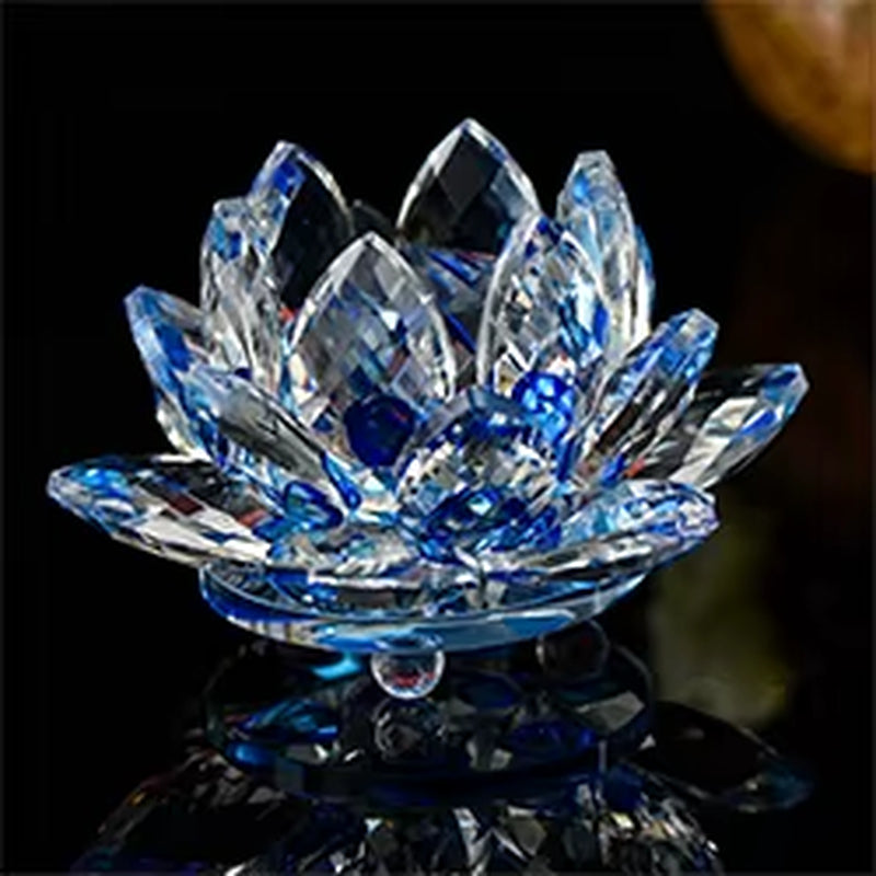 80Mm Colorful Crystal Glass Lotus Flower Natural Stones Feng Shui Crystal Flowers for Wedding Souvenirs