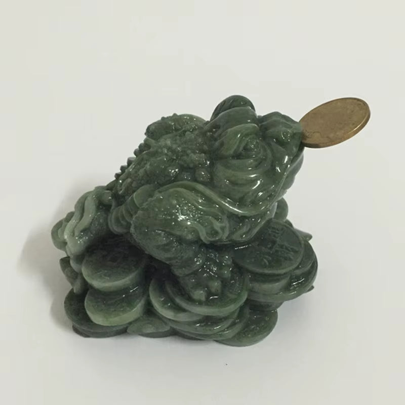 Money Buddha Statues Chinese Feng Shui Coin Three Legged Toad Frog Animal Statue Sculptures Home Decoration Man-Made Jade Stone