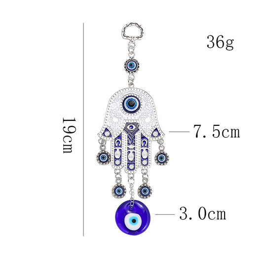 1PC Turkish Blue Eyes Metal Fatima Hand Pendant Home Decoration Accessories Room Decor Aesthetic Mascot Feng Shui Amulet